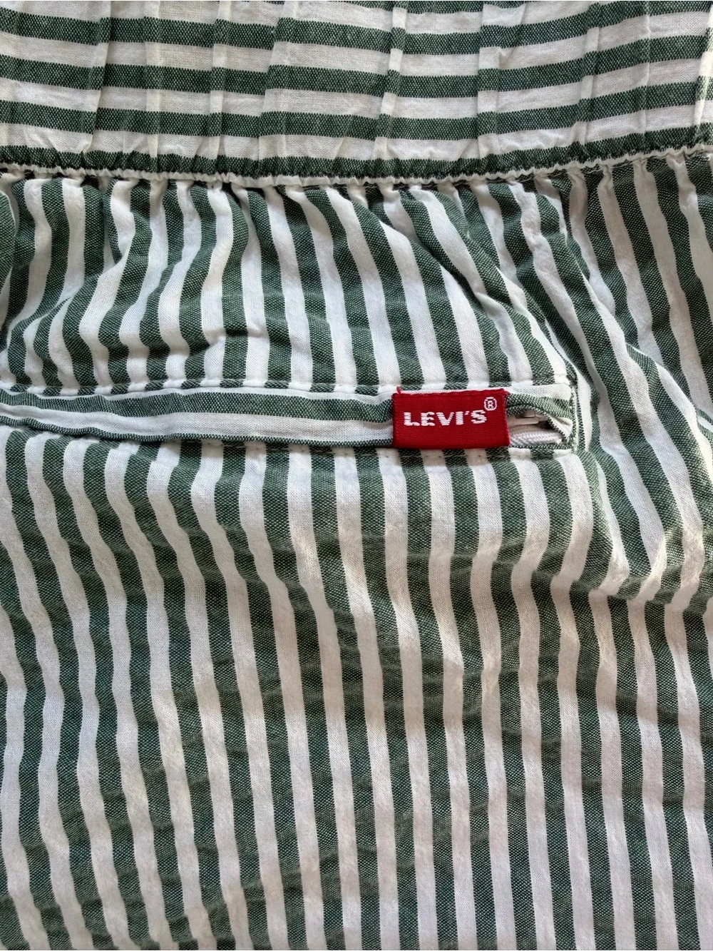 Levi's Green and White Striped Flat Front Shorts
